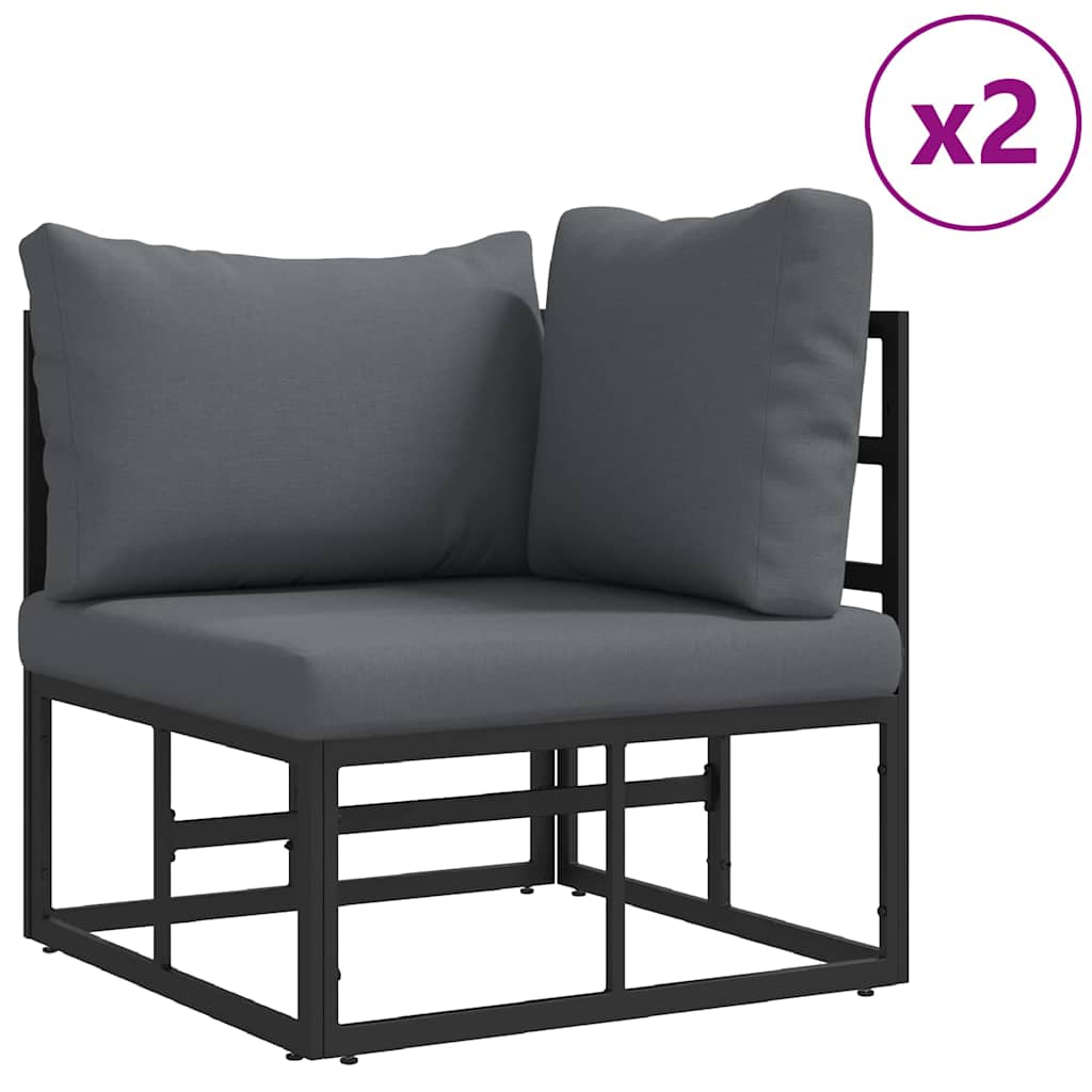 vidaXL Gartensofa-set 3 pcs Schwarz Metall