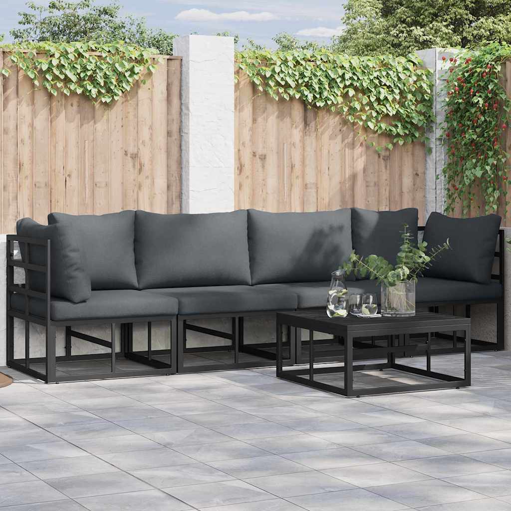 vidaXL Gartensofa-set 5 pcs Schwarz Metall