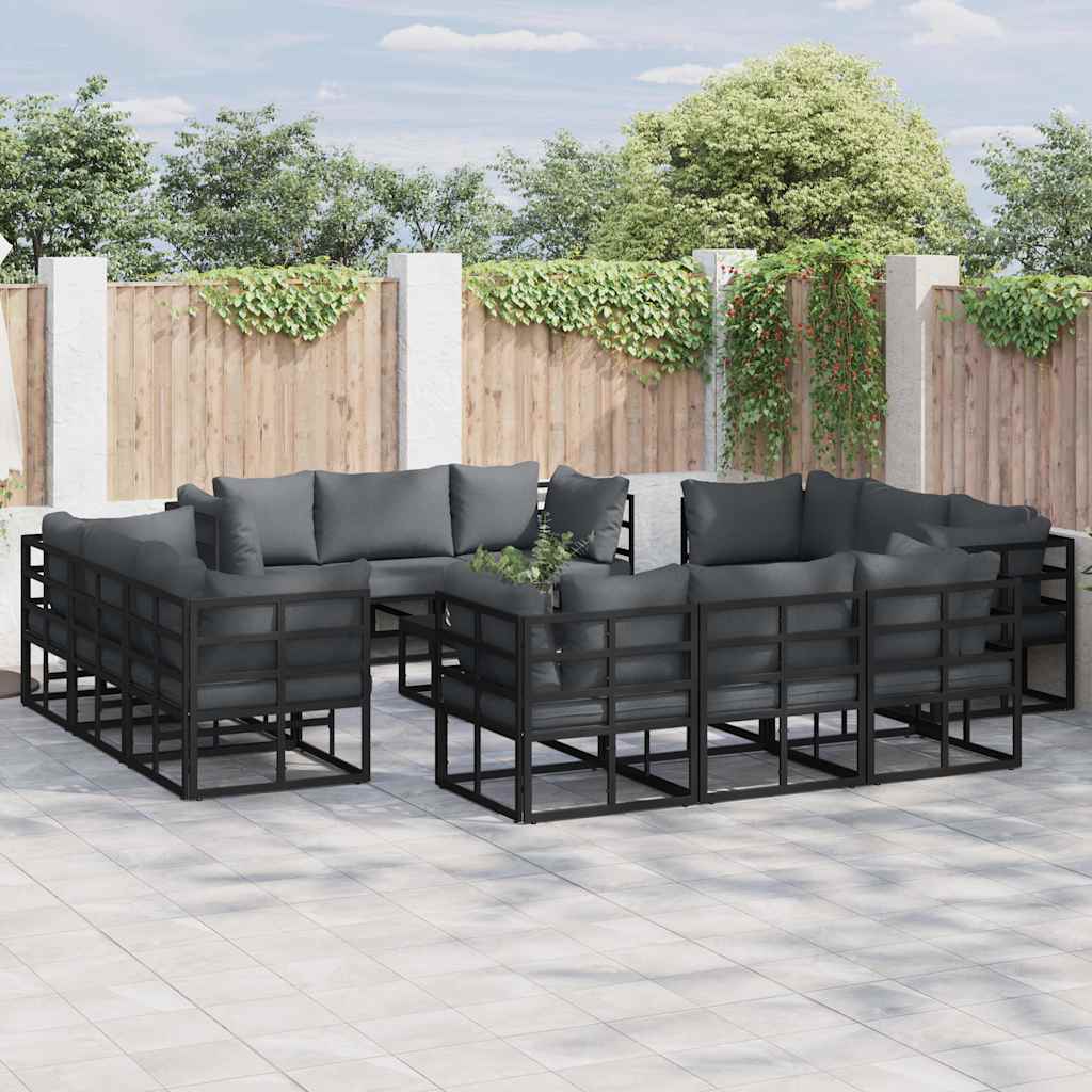 vidaXL Gartensofa-set 13 pcs Schwarz Metall