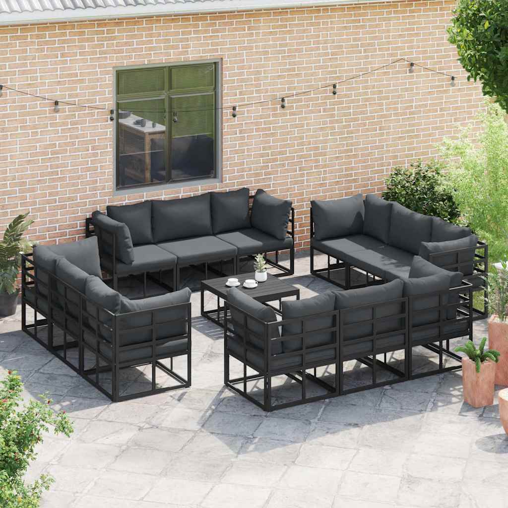 vidaXL Gartensofa-set 13 pcs Schwarz Metall