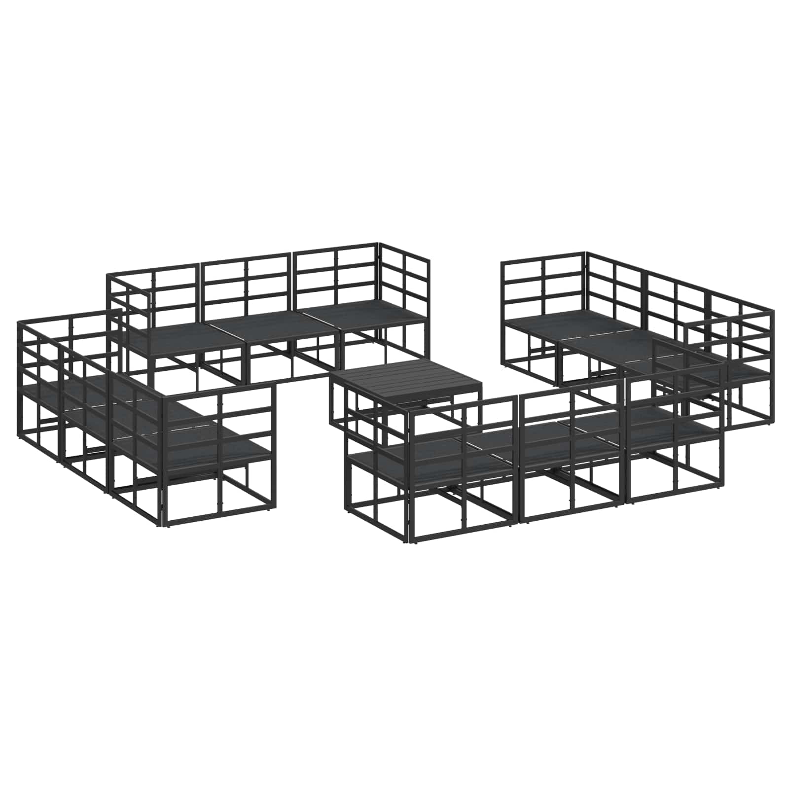 vidaXL Gartensofa-set 13 pcs Schwarz Metall