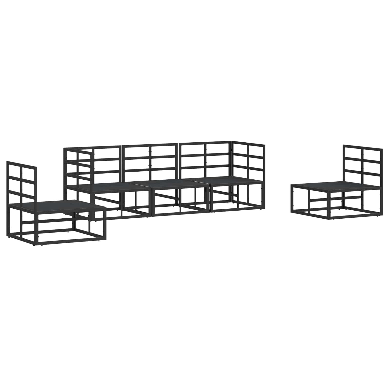 vidaXL Gartensofa-set mit Kissen 5 pcs Schwarz Aluminium