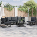 vidaXL Gartensofa-set mit Kissen 6 pcs Schwarz Aluminium