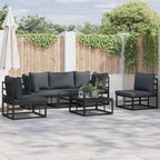 vidaXL Gartensofa-set mit Kissen 6 pcs Schwarz Aluminium