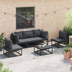 vidaXL Gartensofa-set mit Kissen 6 pcs Schwarz Aluminium