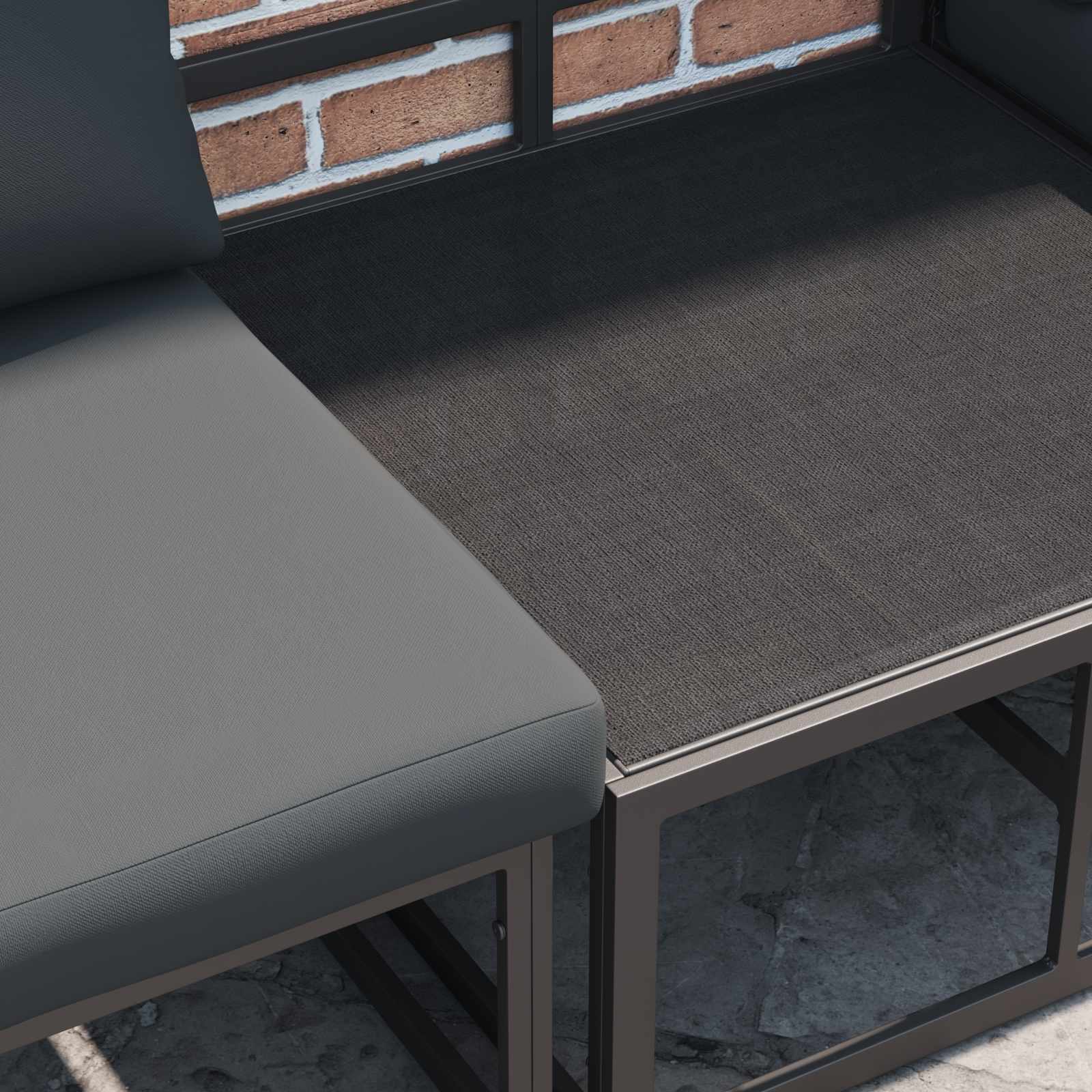 vidaXL Gartensofa-set mit Kissen 7 pcs Schwarz Aluminium