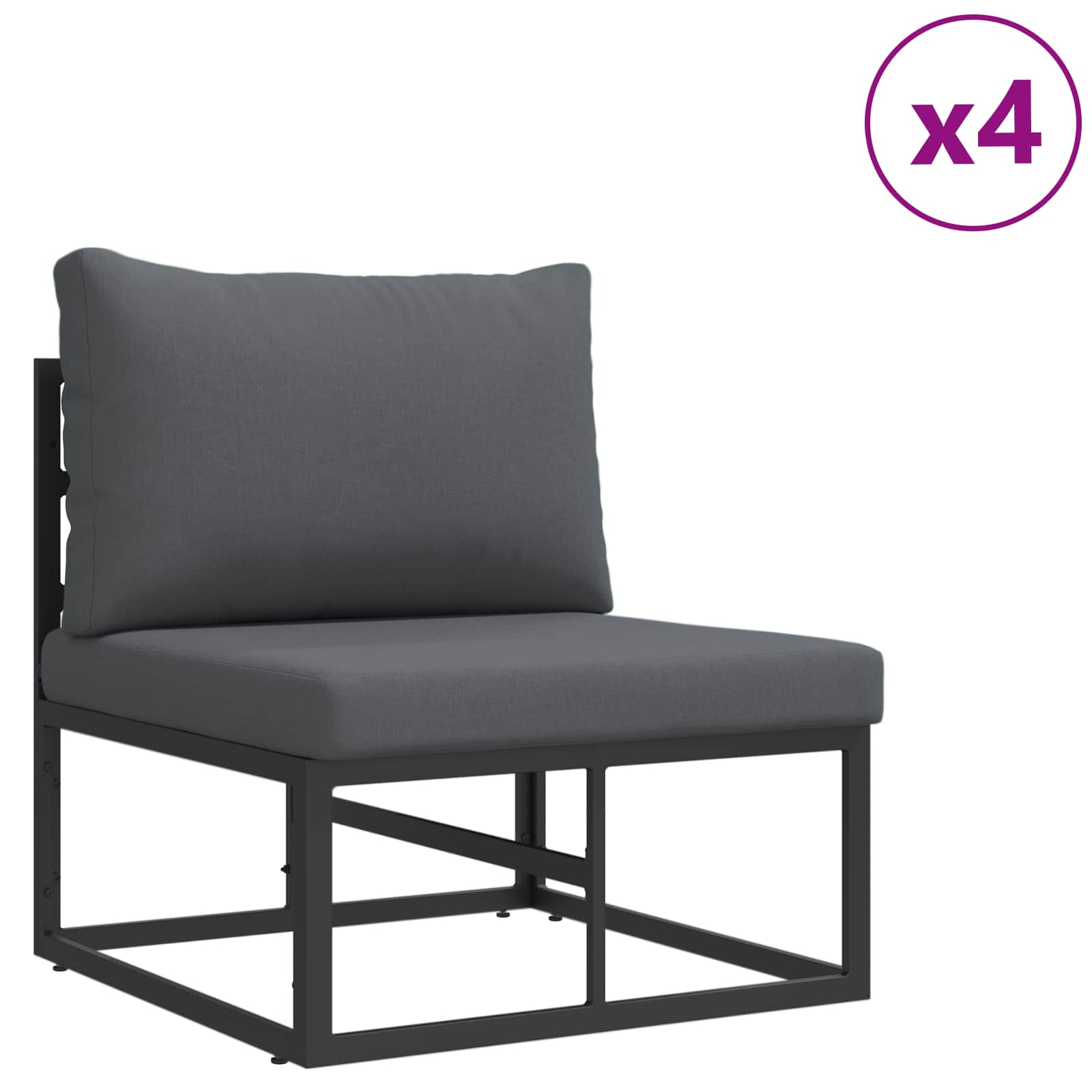 vidaXL Gartensofa-set mit Kissen 7 pcs Schwarz Aluminium