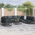 vidaXL Gartensofa-set mit Kissen 9 pcs Schwarz Aluminium
