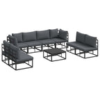 vidaXL Gartensofa-set mit Kissen 9 pcs Schwarz Aluminium