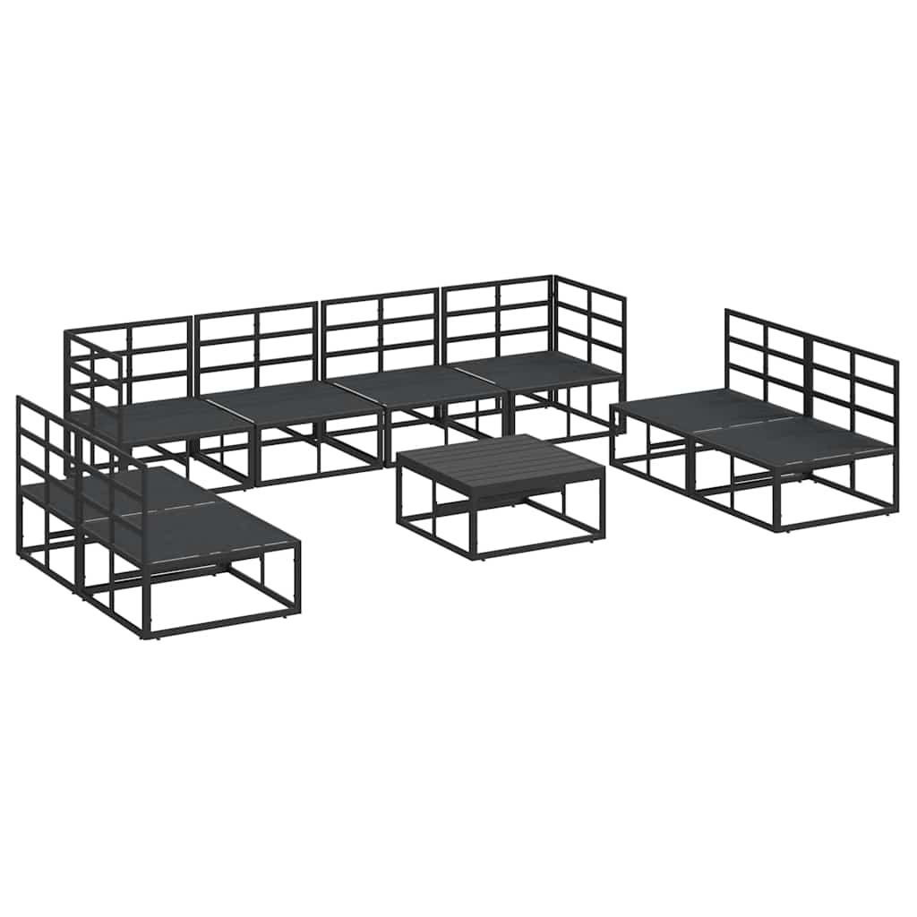 vidaXL Gartensofa-set mit Kissen 9 pcs Schwarz Aluminium