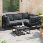 vidaXL Gartensofa-set mit Kissen 4 pcs Schwarz Aluminium