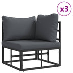 vidaXL Gartensofa-set mit Kissen 11 pcs Schwarz Aluminium