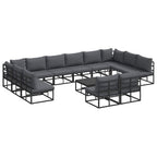 vidaXL Gartensofa-set mit Kissen 13 pcs Schwarz Aluminium