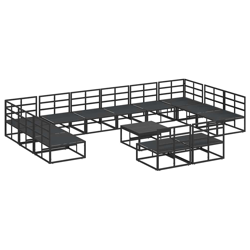 vidaXL Gartensofa-set mit Kissen 13 pcs Schwarz Aluminium