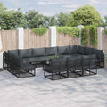 vidaXL Gartensofa-set mit Kissen 14 pcs Schwarz Aluminium