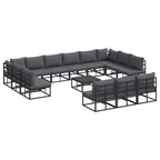 vidaXL Gartensofa-set mit Kissen 14 pcs Schwarz Aluminium