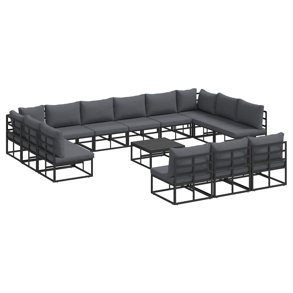 vidaXL Gartensofa-set mit Kissen 14 pcs Schwarz Aluminium