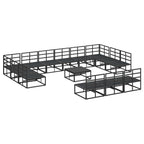 vidaXL Gartensofa-set mit Kissen 14 pcs Schwarz Aluminium