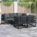 vidaXL Gartensofa-set mit Kissen 6 pcs Schwarz Stahl