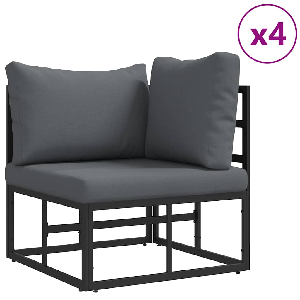 vidaXL Gartensofa-set mit Kissen 6 pcs Schwarz Stahl