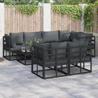 vidaXL Gartensofa-set mit Kissen 7 pcs Schwarz Stahl