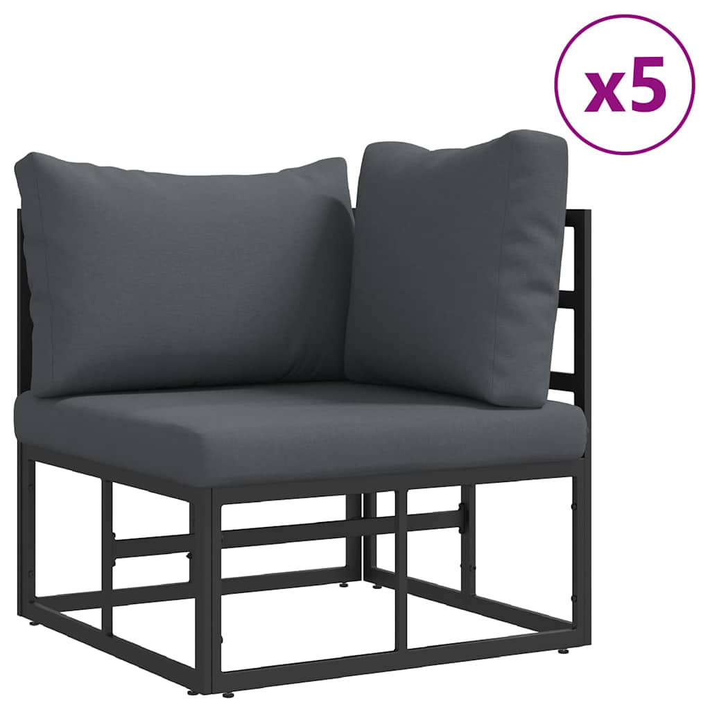 vidaXL Gartensofa-set mit Kissen 7 pcs Schwarz Stahl
