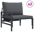 vidaXL Gartensofa-set mit Kissen 3 pcs Schwarz Stahl