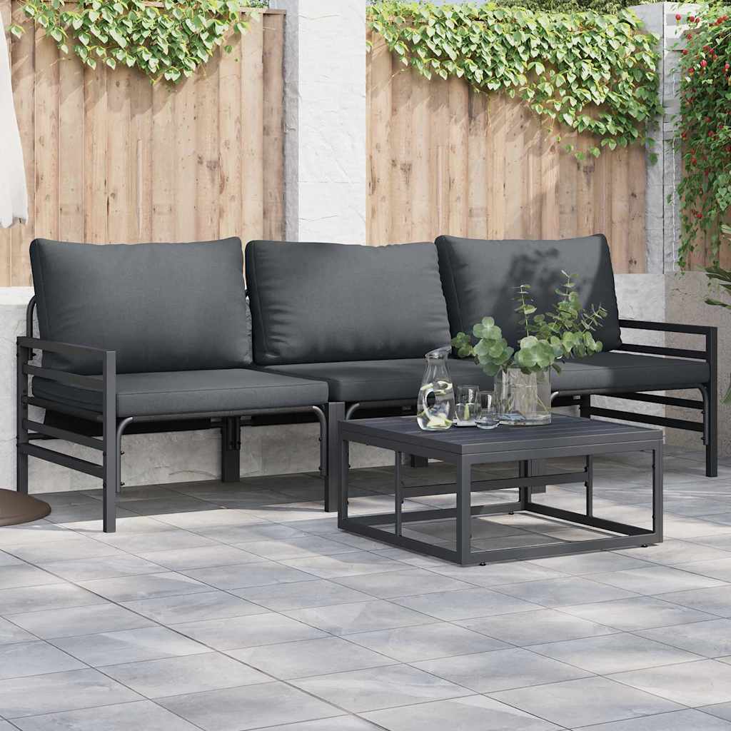 vidaXL Gartensofa-set mit Kissen 4 pcs Schwarz Stahl