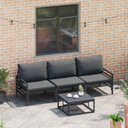 vidaXL Gartensofa-set mit Kissen 4 pcs Schwarz Stahl