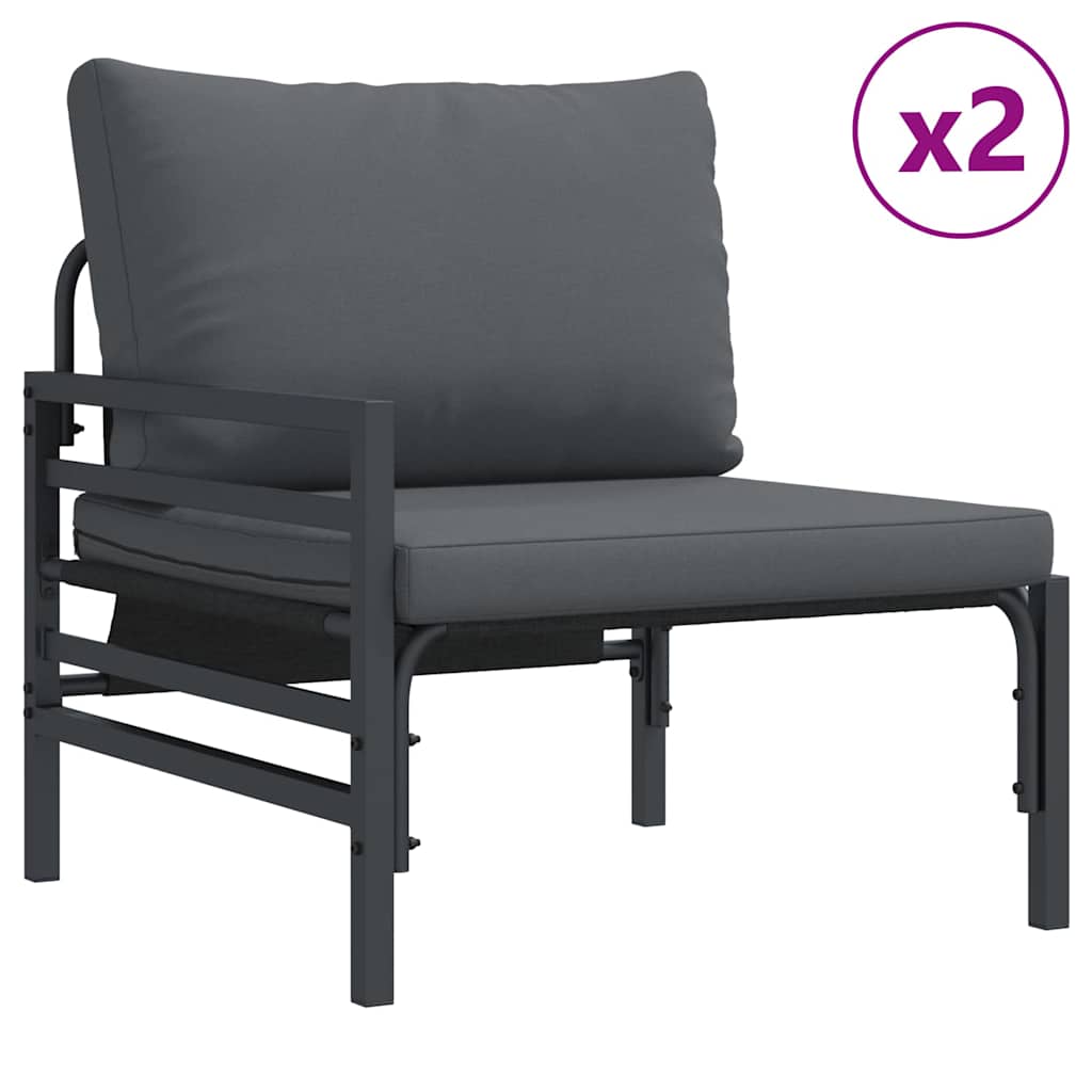 vidaXL Gartensofa-set mit Kissen 4 pcs Schwarz Stahl