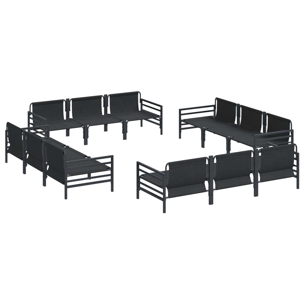 vidaXL Gartensofa-set mit Kissen 12 pcs Schwarz Stahl