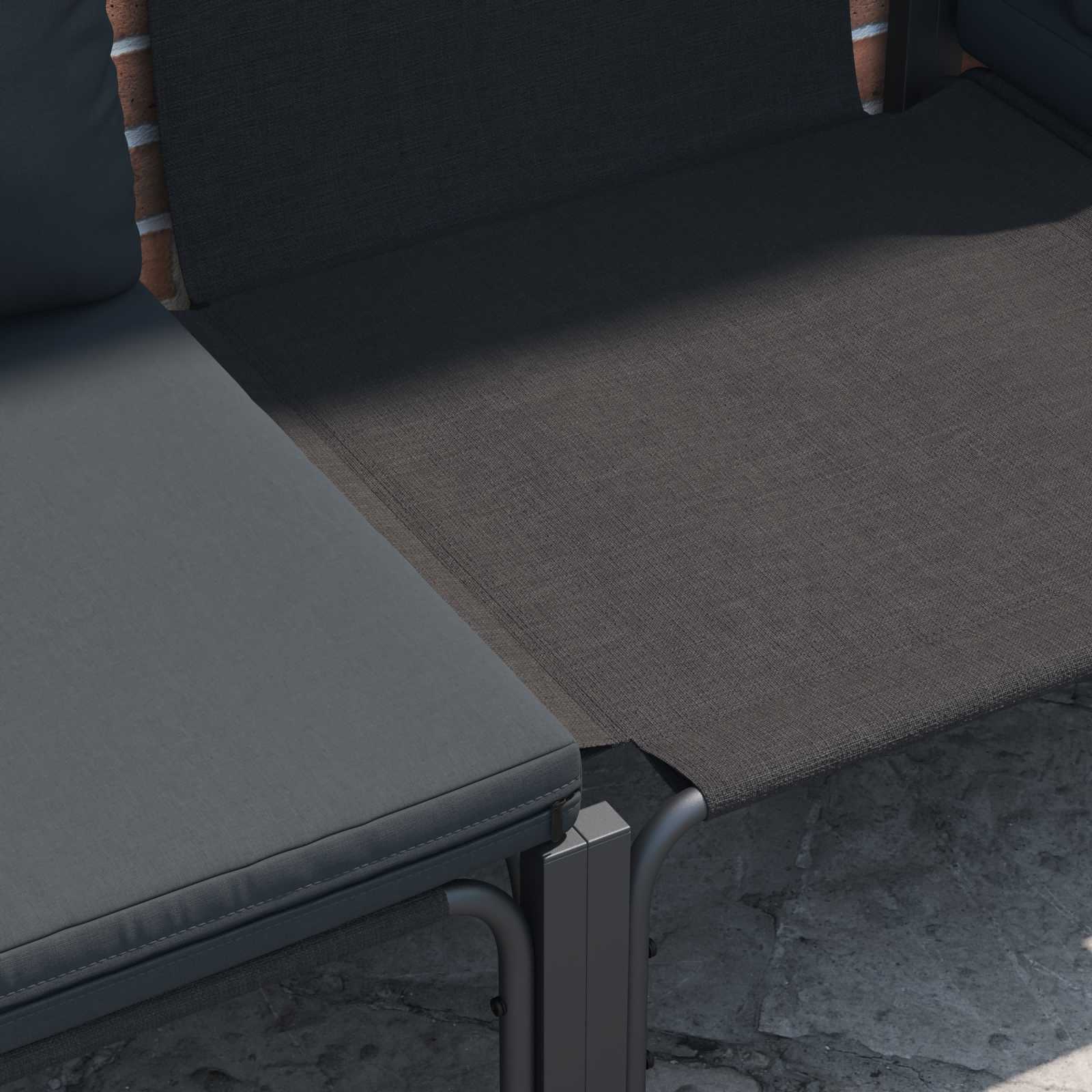 vidaXL Gartensofa-set mit Kissen 10 pcs Schwarz Stahl