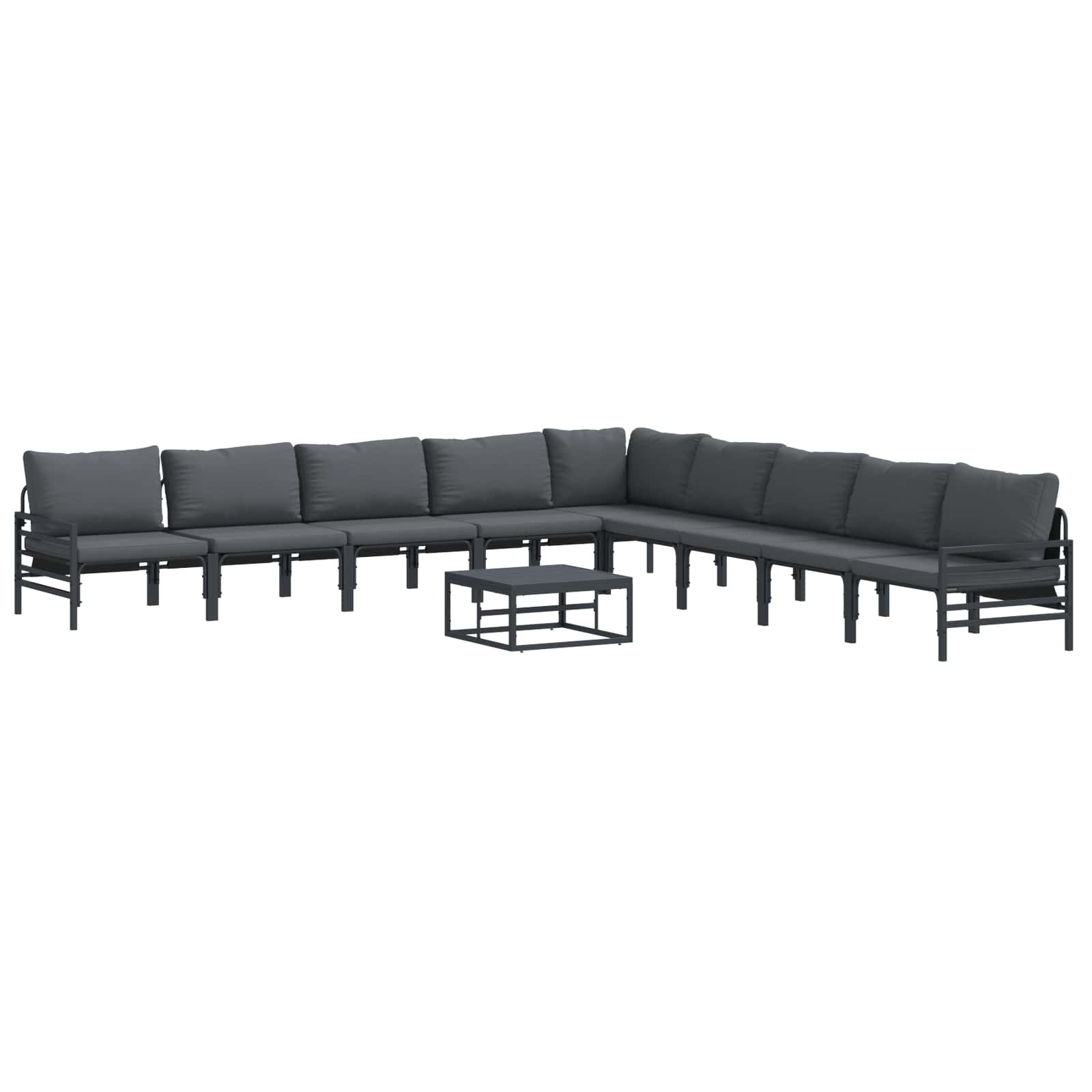 vidaXL Gartensofa-set mit Kissen 10 pcs Schwarz Stahl