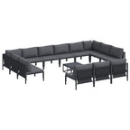 vidaXL Gartensofa-set mit Kissen 14 pcs Schwarz Stahl