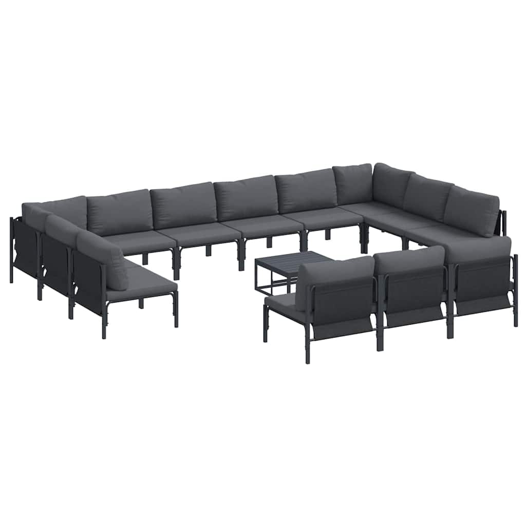 vidaXL Gartensofa-set mit Kissen 14 pcs Schwarz Stahl
