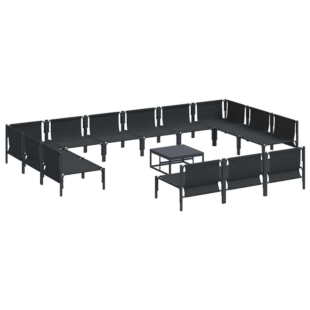 vidaXL Gartensofa-set mit Kissen 14 pcs Schwarz Stahl