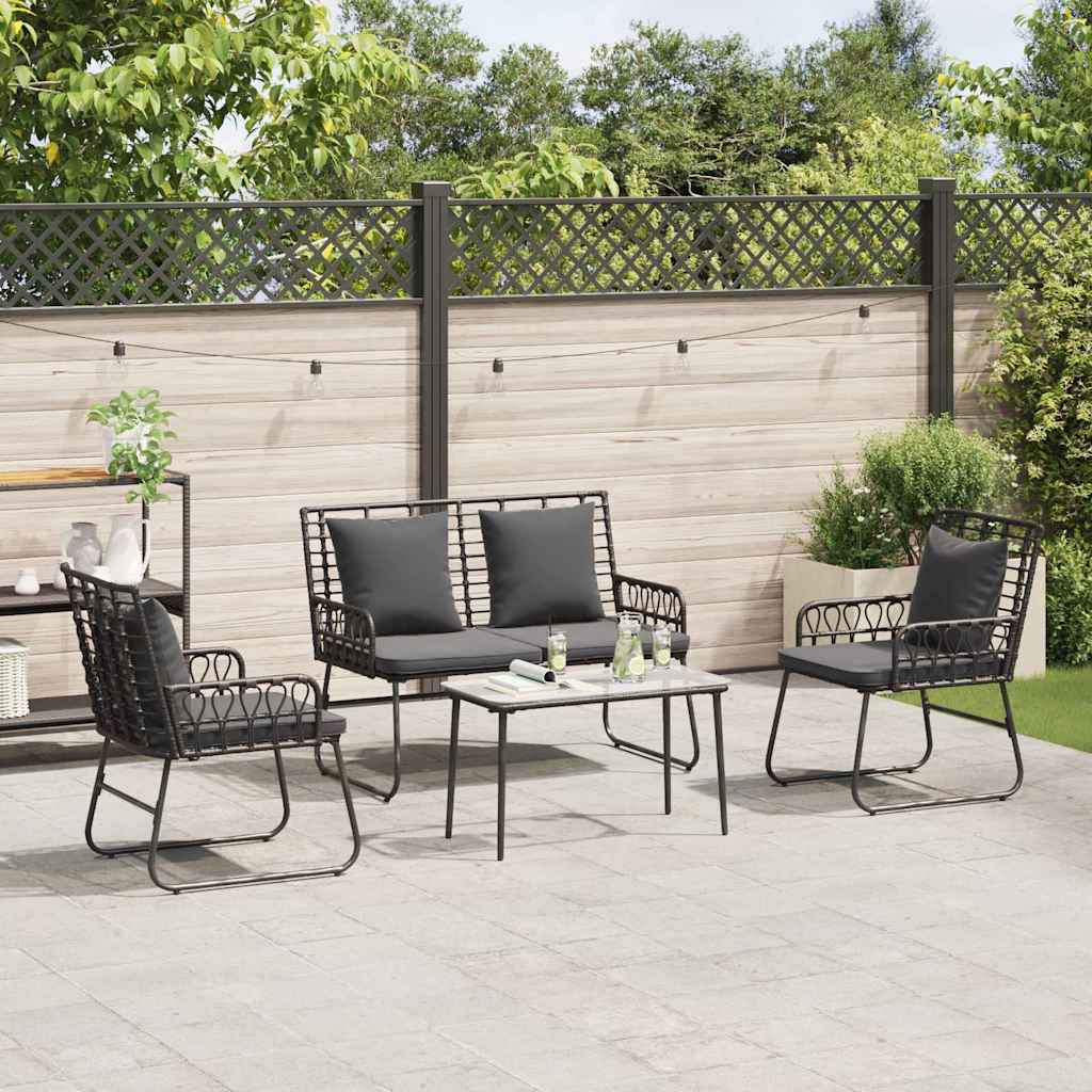 vidaXL Gartenmöbel Set 4 pcs Schwarz und Anthrazit Poly-Rattan