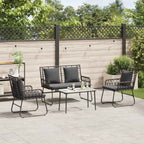 vidaXL Gartenmöbel Set 4 pcs Schwarz und Anthrazit Poly-Rattan