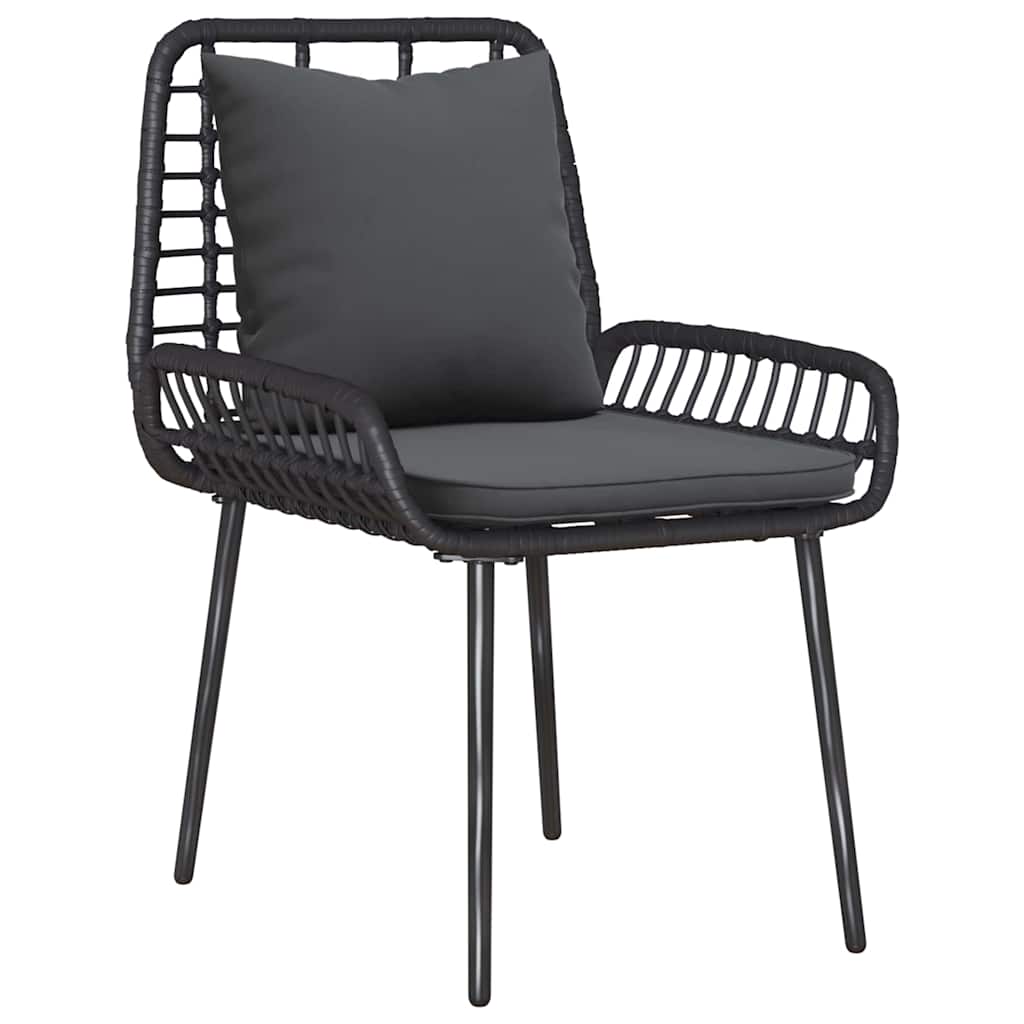 vidaXL Gartenmöbel Set mit Kissen 4 pcs Schwarz und Creme Poly-Rattan