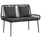vidaXL Gartenmöbel Set mit Kissen 4 pcs Schwarz und Creme Poly-Rattan