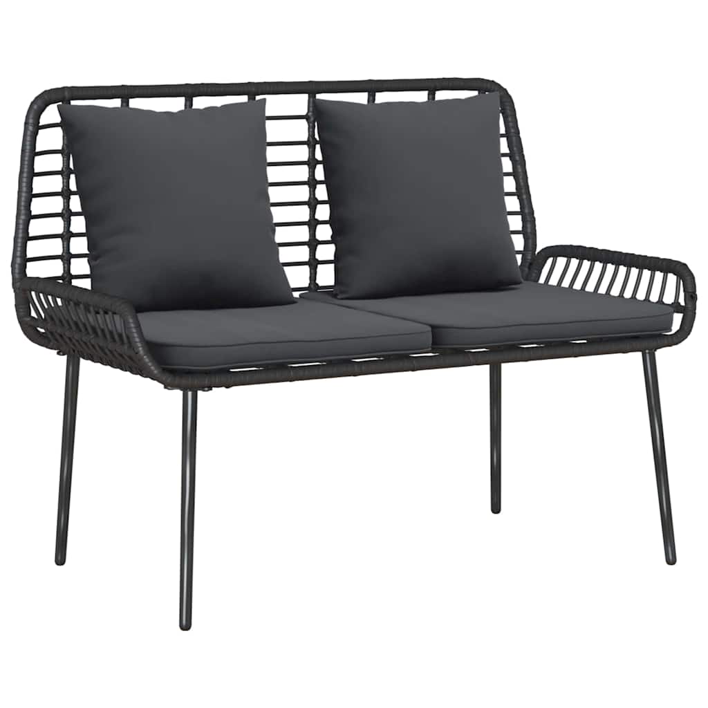 vidaXL Gartenmöbel Set mit Kissen 4 pcs Schwarz und Creme Poly-Rattan