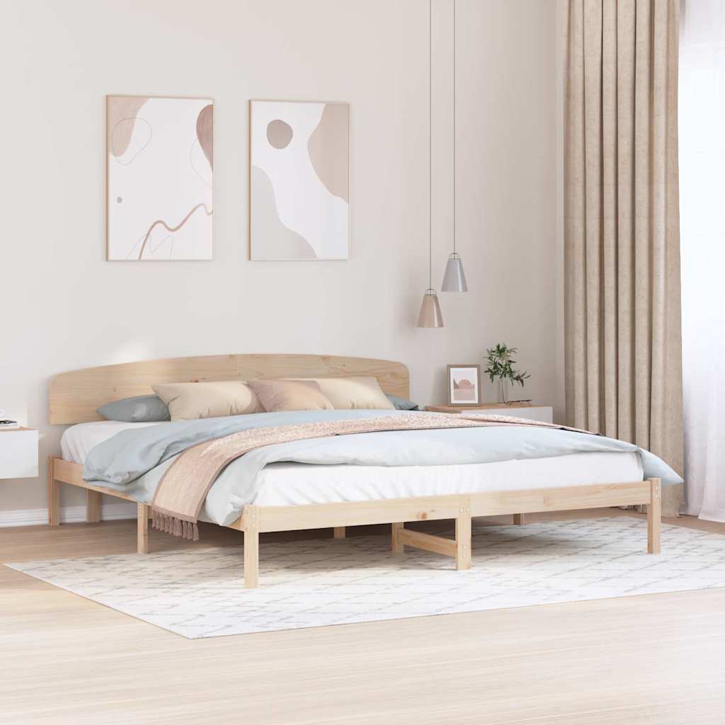 vidaXL Bettrahmen mit Kopfteil Natur 200 x 200 cm Massives Kiefernholz