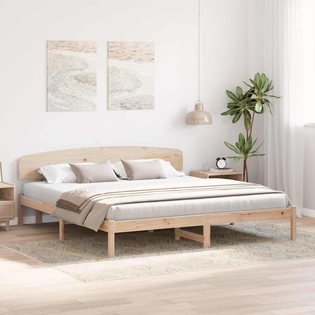 vidaXL Bettrahmen mit Kopfteil Natur 200 x 200 cm Massives Kiefernholz
