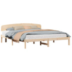 vidaXL Bettrahmen mit Kopfteil Natur 200 x 200 cm Massives Kiefernholz