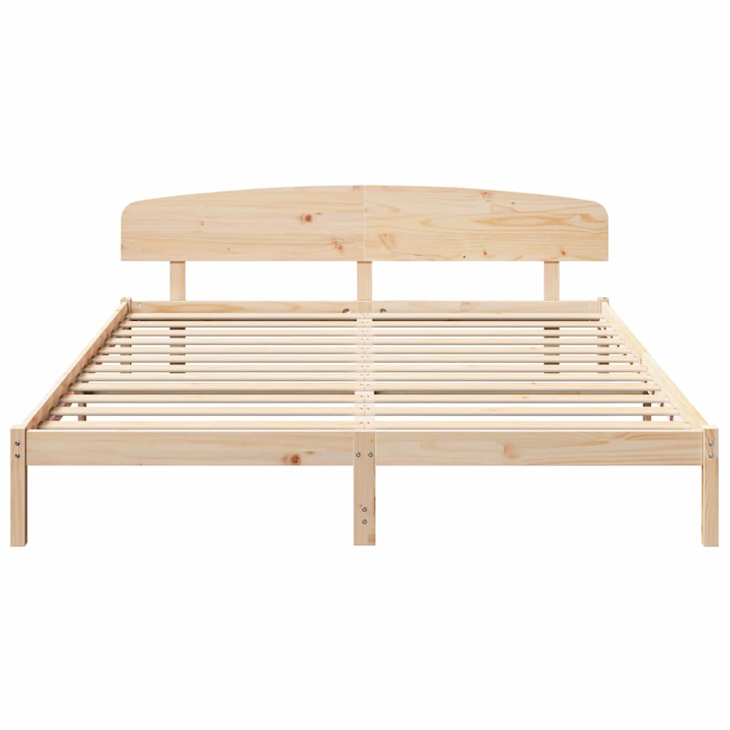 vidaXL Bettrahmen mit Kopfteil Natur 200 x 200 cm Massives Kiefernholz