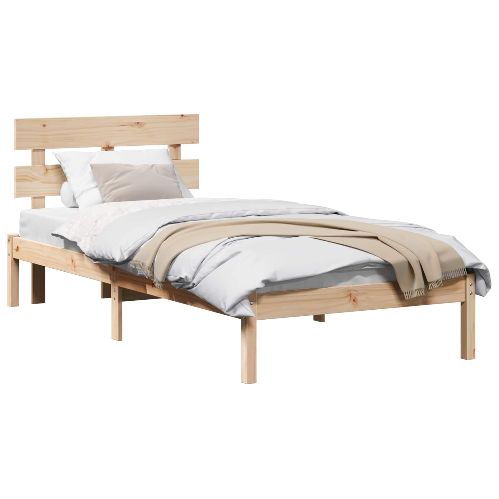 vidaXL Bettgestell mit Kopfteil Braun 80 x 200 cm Massivholz Kiefer