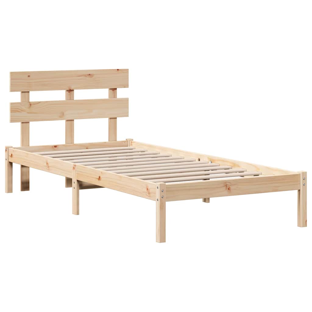 vidaXL Bettgestell mit Kopfteil Braun 80 x 200 cm Massivholz Kiefer