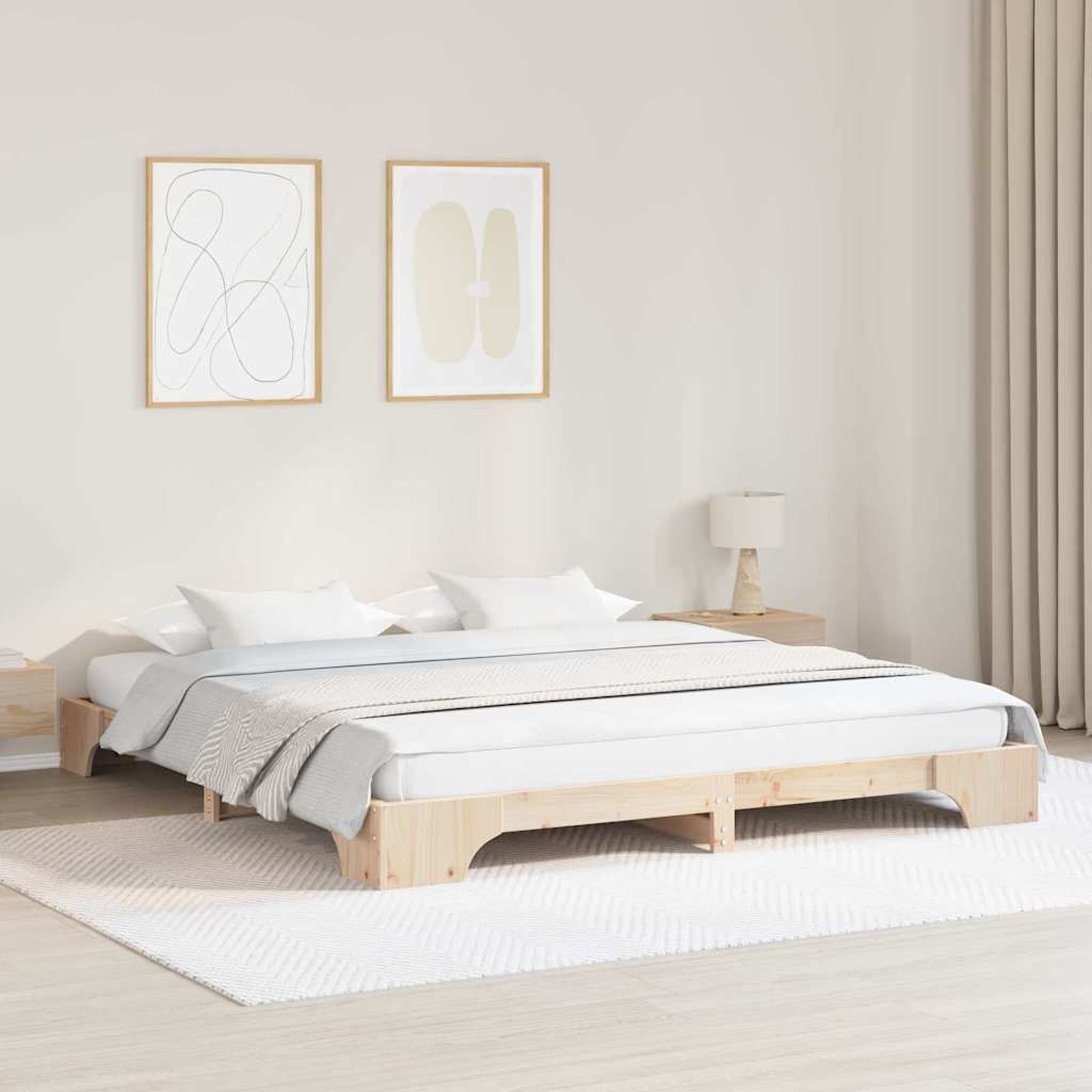 vidaXL Bettrahmen Natur 200 x 200 cm Massives Kiefernholz