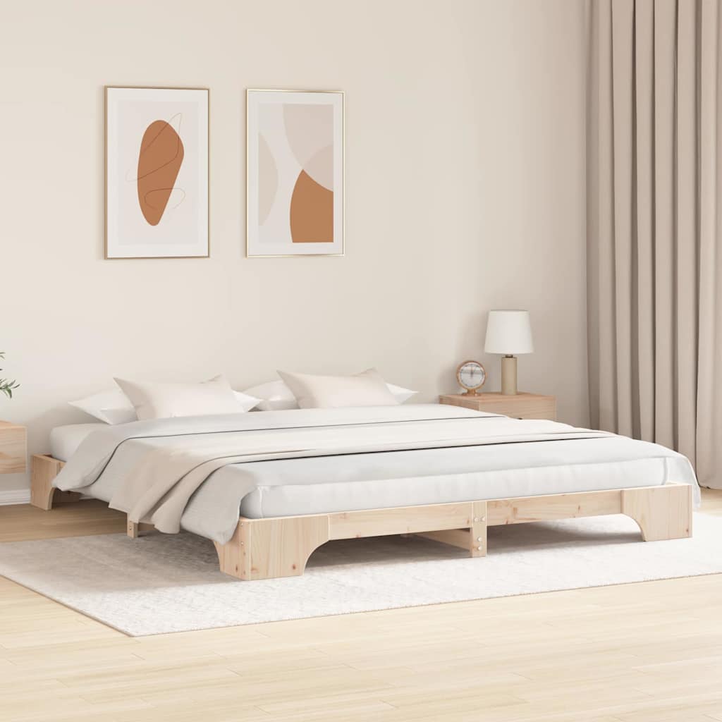 vidaXL Bettrahmen Natur 200 x 200 cm Massives Kiefernholz