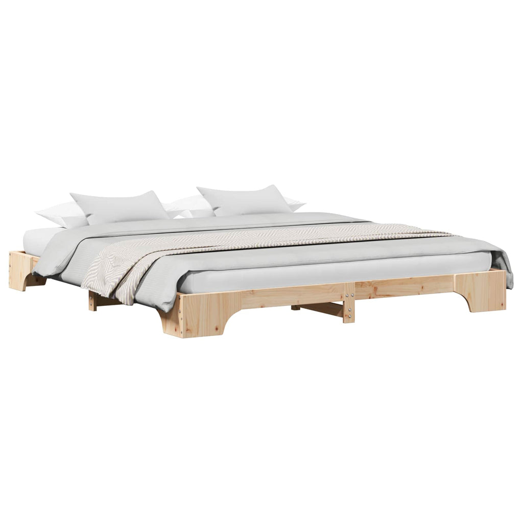 vidaXL Bettrahmen Natur 200 x 200 cm Massives Kiefernholz
